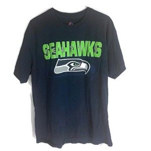 Seattle Seahawks NFL 2015 Majestic Short Sleeve  Logo T-shirt Men's Size Large